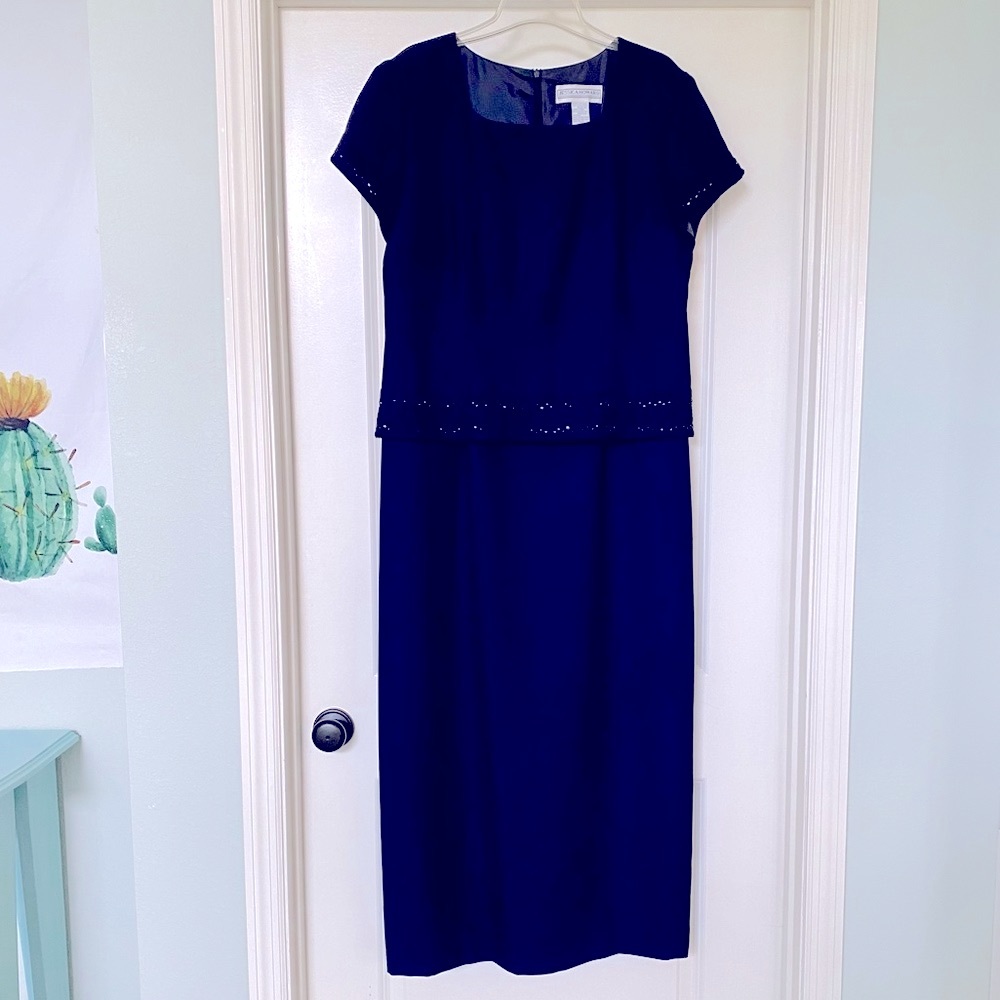 JESSICA HOWARD - Navy Beaded Formal Dress - Brand New, Never Worn!